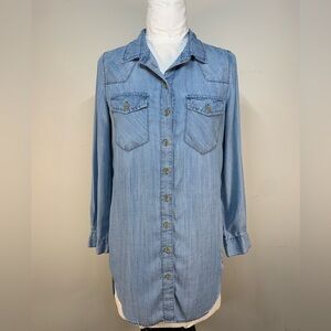 Velvet Heart Light Wash 100% Tencel Button Down Shirt Dress